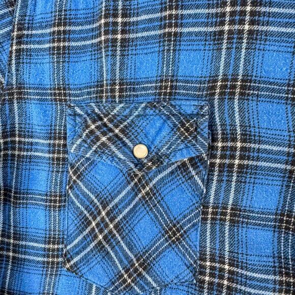 Wrangler Shirt Mens Large Blue Plaid Flannel Wrancher Western Pearl Snap Cowboy - Picture 4 of 13